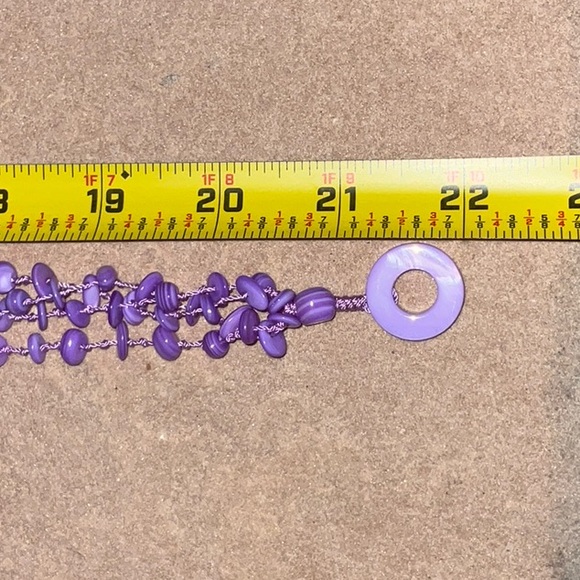 Artisan Made Y Style Multi Strand Dyed Purple Shell Necklace Toggle Close - Picture 10 of 13